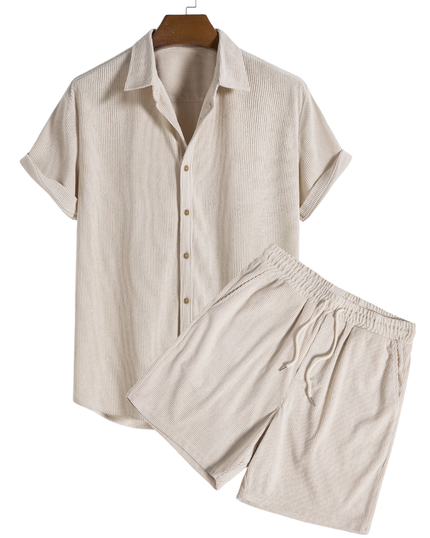Men’s Two-Piece Summer Set – Breezy Rib Design & Relaxed Fit