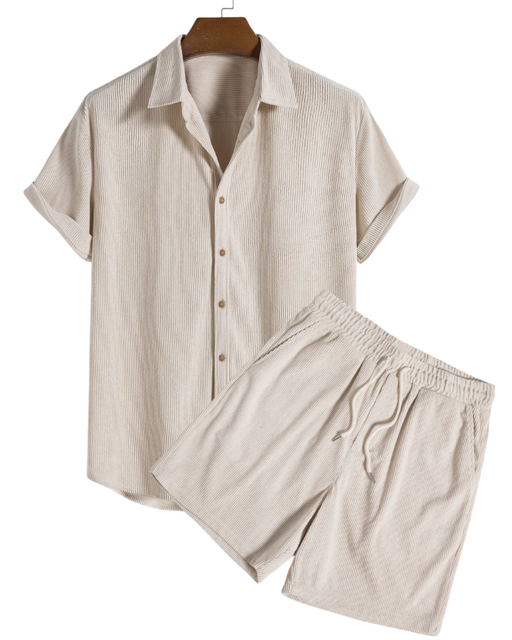 Men’s Two-Piece Summer Set – Breezy Rib Design & Relaxed Fit