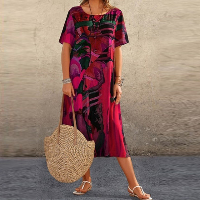 Dina Elegant Abstract Harmony Midi Dress