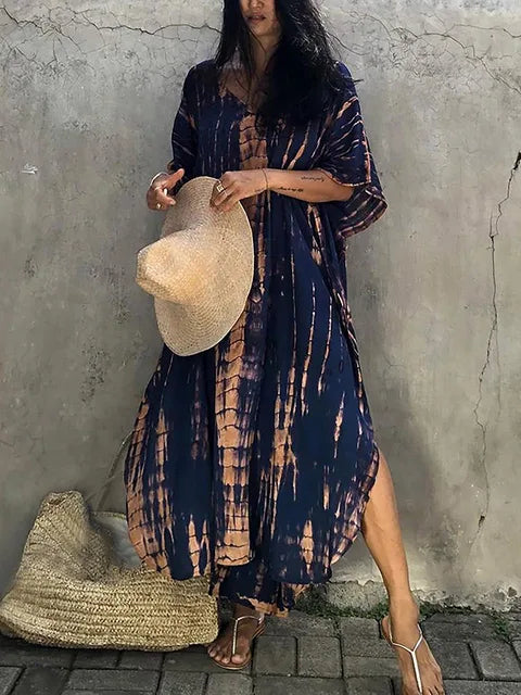 Women’s Caftan Printed Flowing Relaxed Fit Summer Maxi Dress
