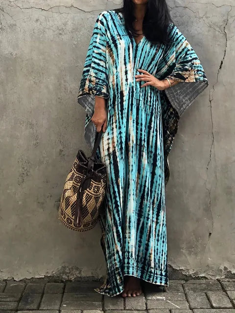 Women’s Caftan Printed Flowing Relaxed Fit Summer Maxi Dress