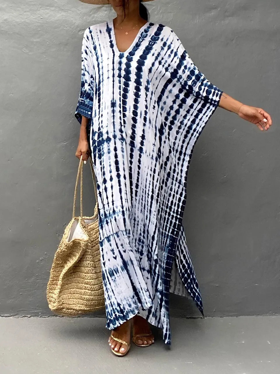 Women’s Caftan Printed Flowing Relaxed Fit Summer Maxi Dress