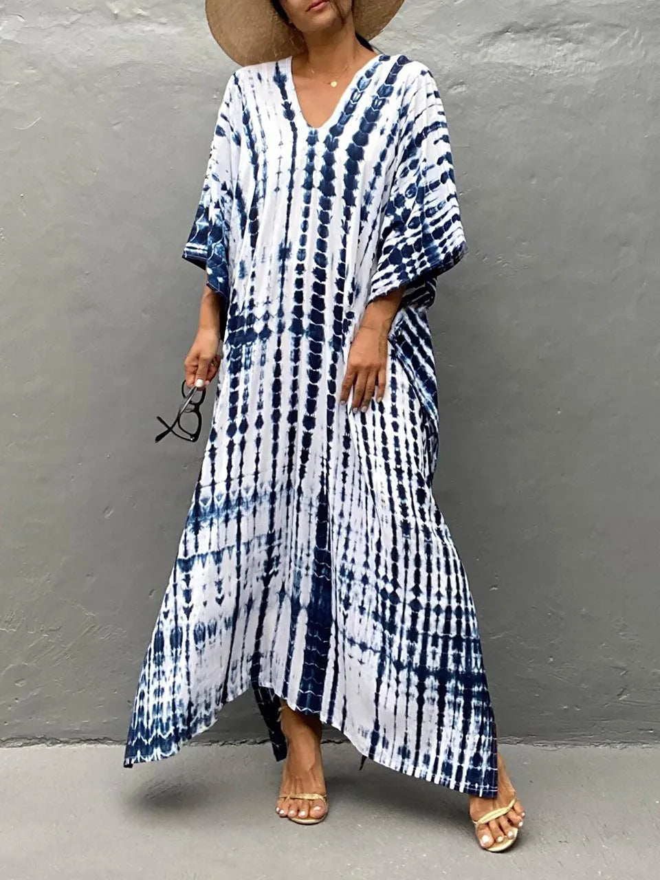 Women’s Caftan Printed Flowing Relaxed Fit Summer Maxi Dress
