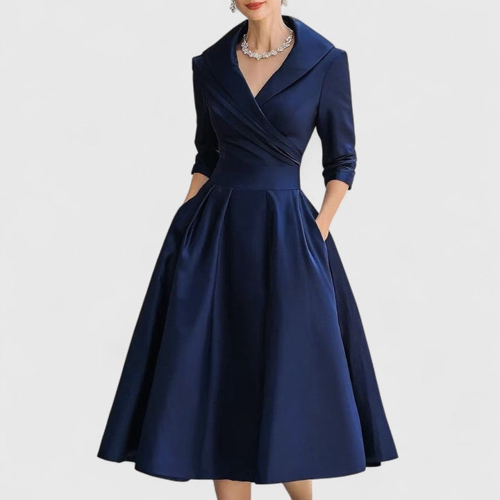 Women's Dress | Midi Flared with Wrap Neckline