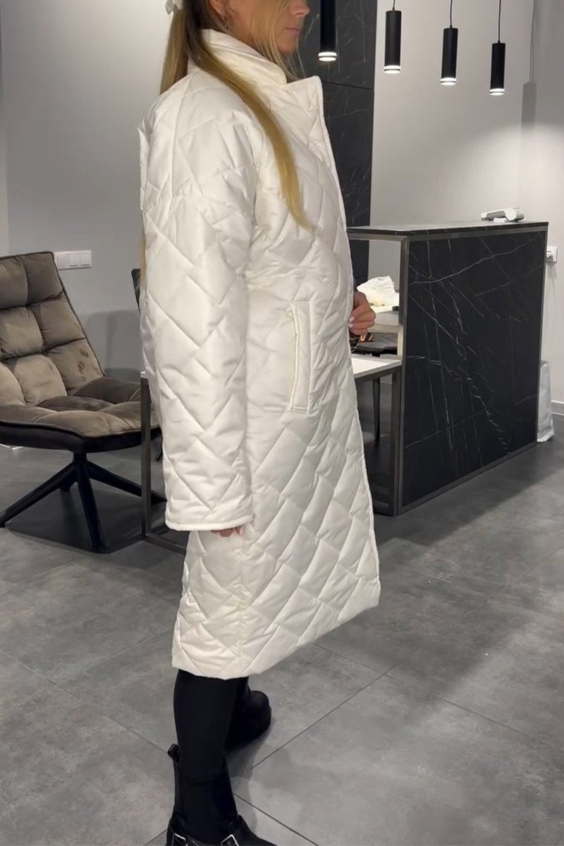 Women's coat | quilted long with snap fasteners