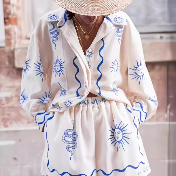 Women’s Boho Printed Shirt & Shorts Set