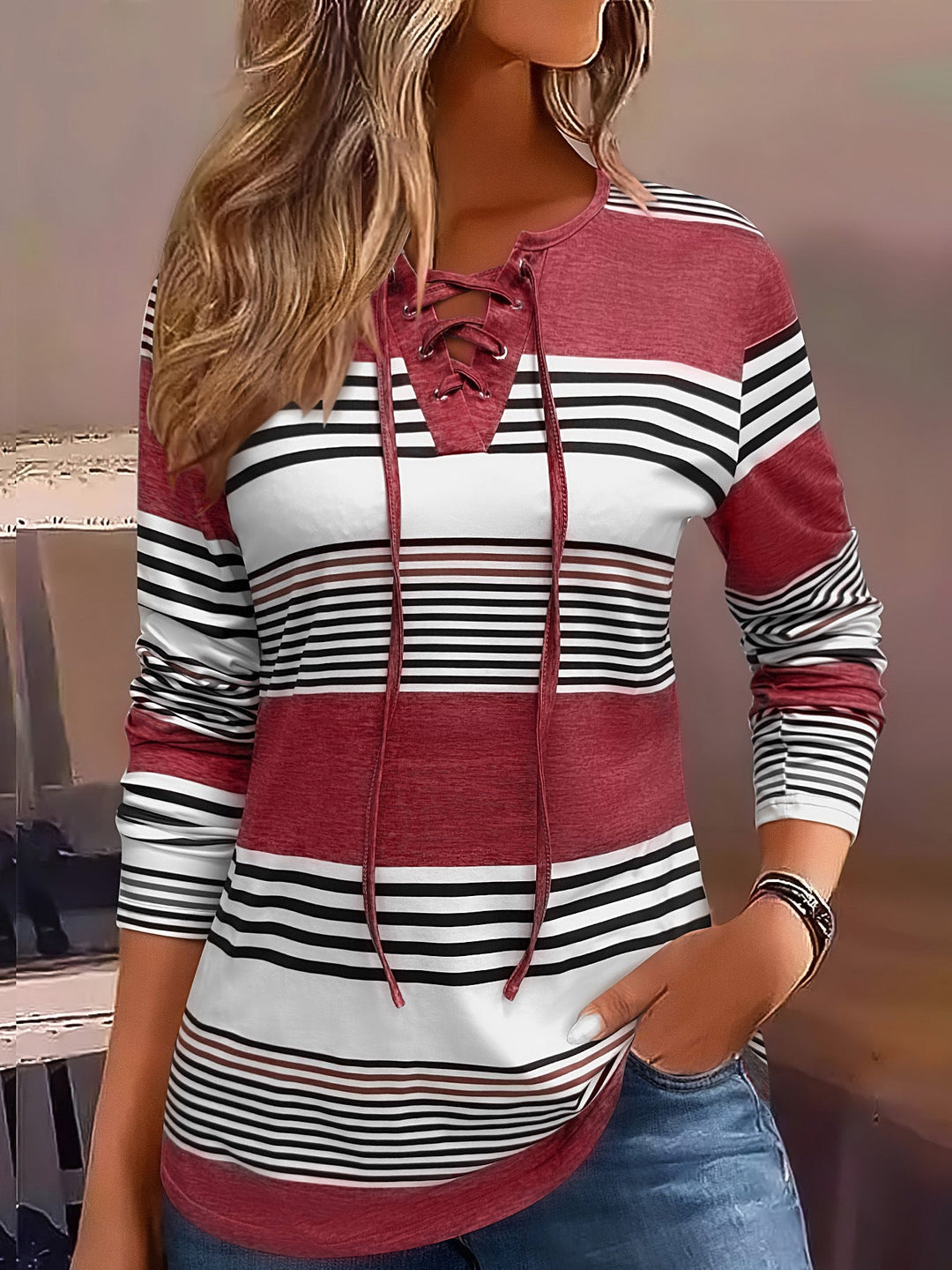 Victoria | Timeless Striped Long Sleeve T-Shirt for Women