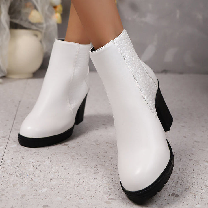 Women's Block Heel Ankle Boots with Cutout Detail