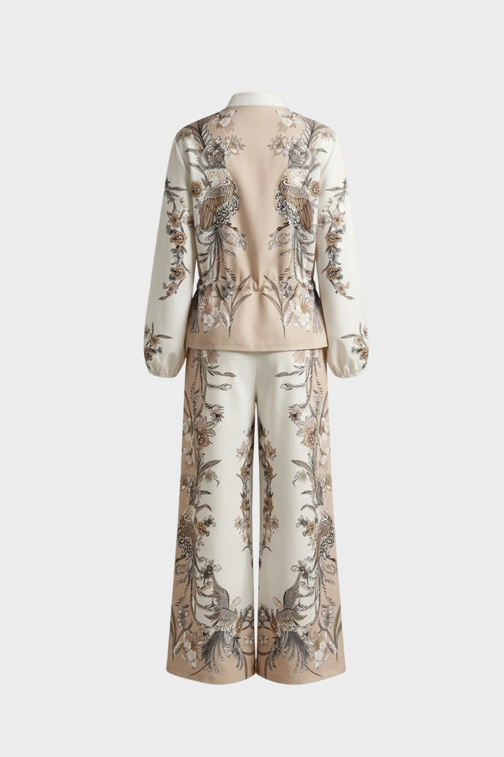 Indie | Zip Front Blouson Top Printed Two Piece Set