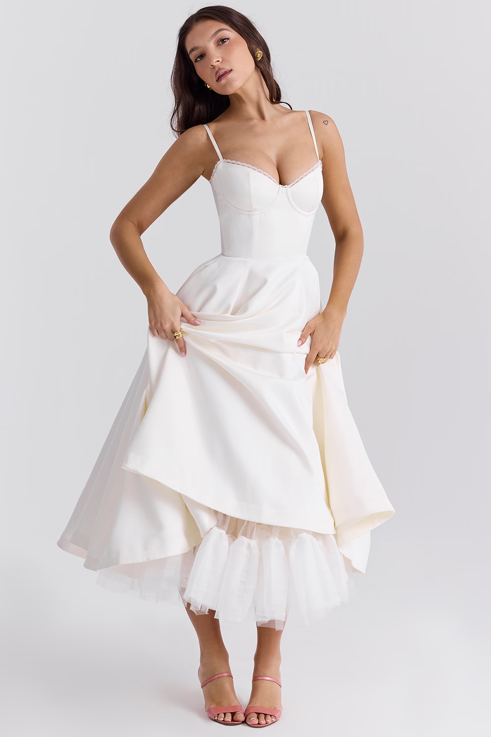Women’s Elegant Spaghetti Strap A-Line Midi Dress