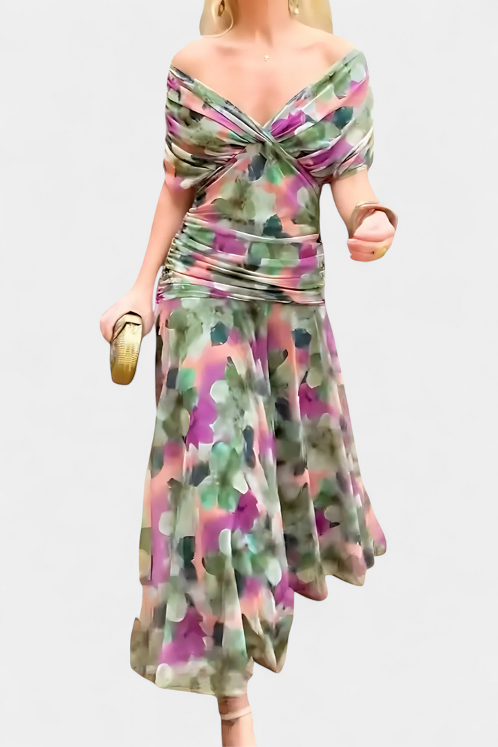 Women's Wrap Dress | with V Neckline and Gathering