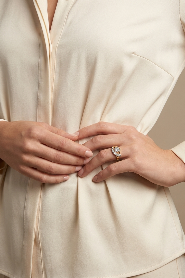 Marceline™ | Irregular Gold, Silver Zirconia Ring