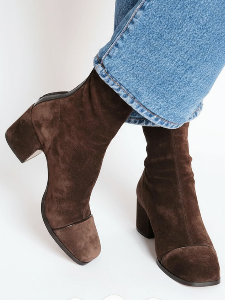 Women's ankle boots | suede heeled with a rounded toe