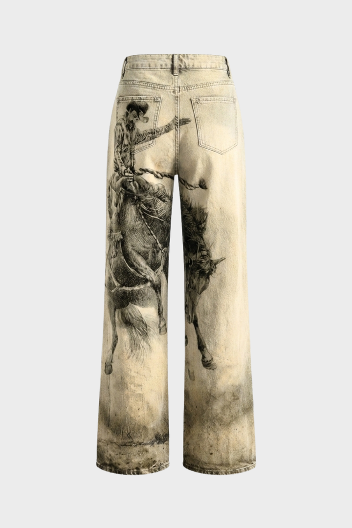 Trendy Wide-Leg Jeans with Pattern