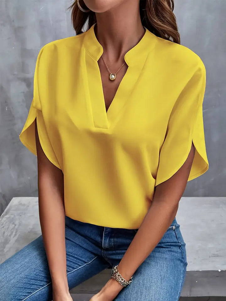 Women’s Elegant V-Neck Blouse with Flowing Sleeves