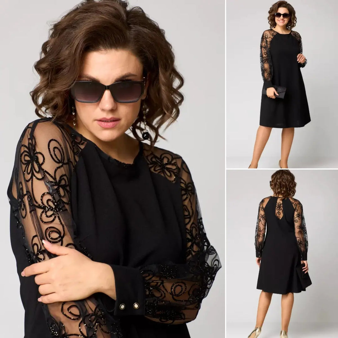 Women's Dress | Elegant Dress with Lace Sleeves