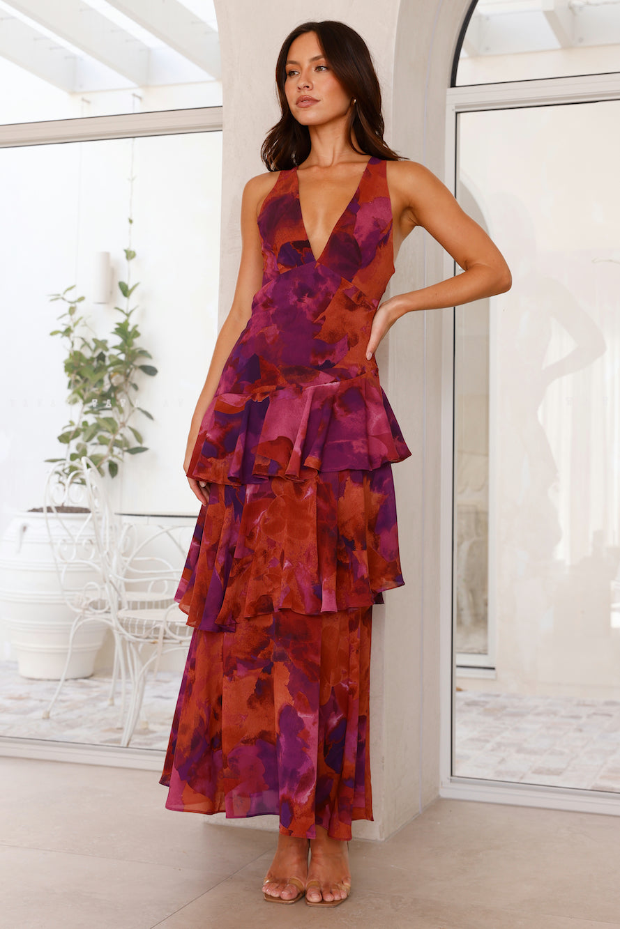 Women’s Floral Ruffle Tiered Maxi Dress