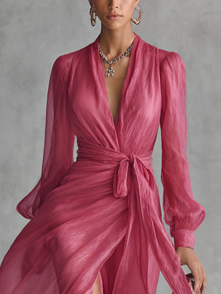 Sophia™ | Pink Pearl Chiffon Maxi Dress