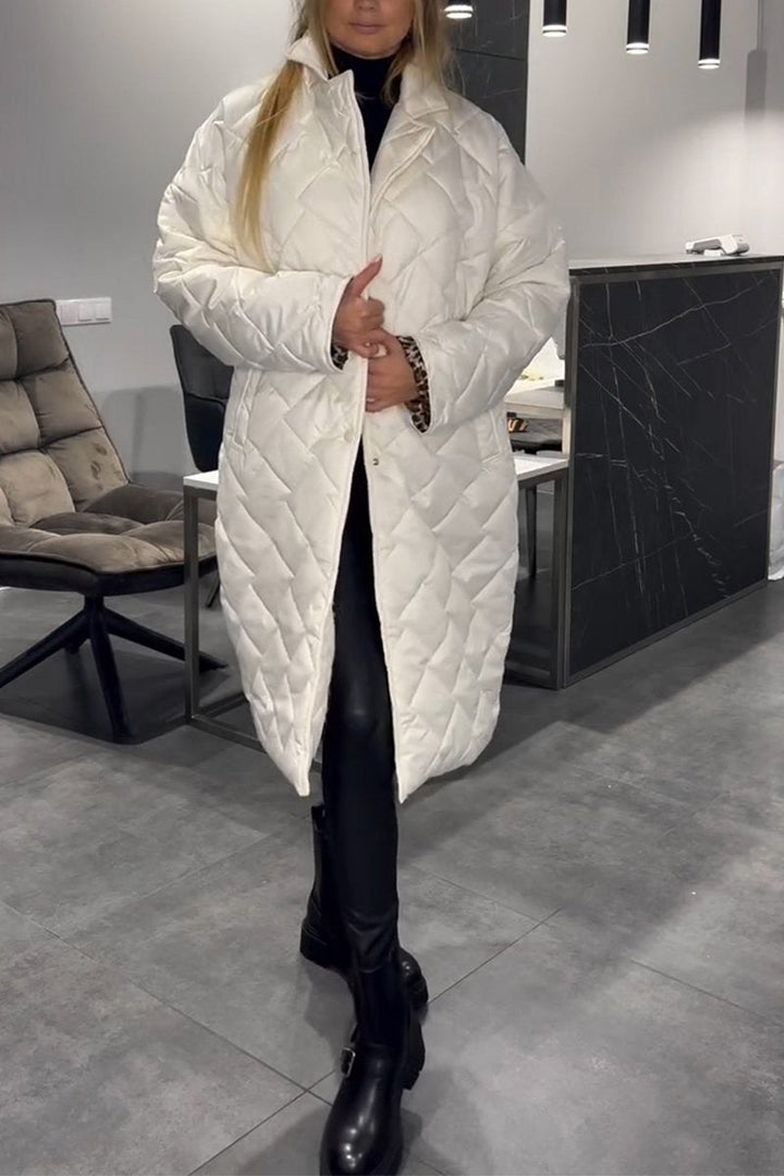 Women's coat | quilted long with snap fasteners