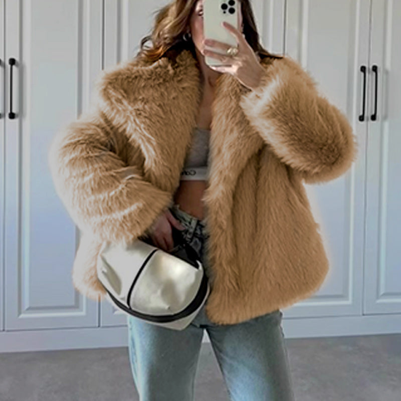 Women's Jacket | Short Fur Jacket with Collar