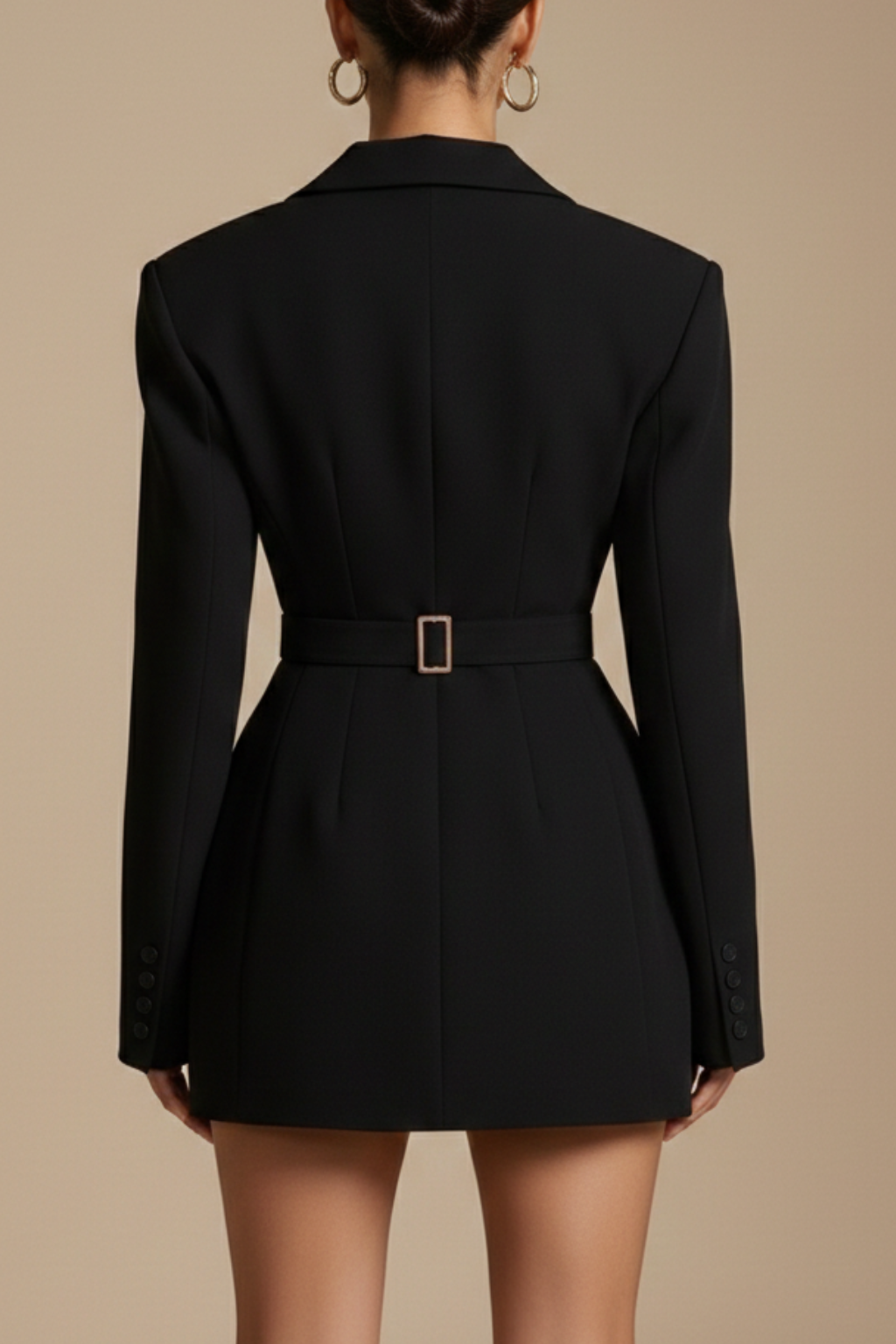 Women's Blazer Mini Dress - Double-Breasted Long Sleeve Structured Silhouette