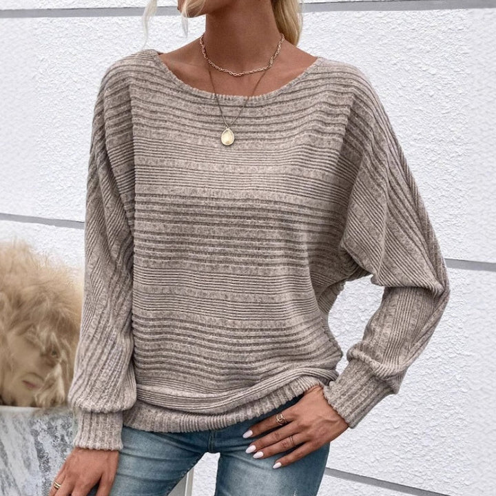 Yarisa | Striped Long Sleeve Shirt with Round Neck