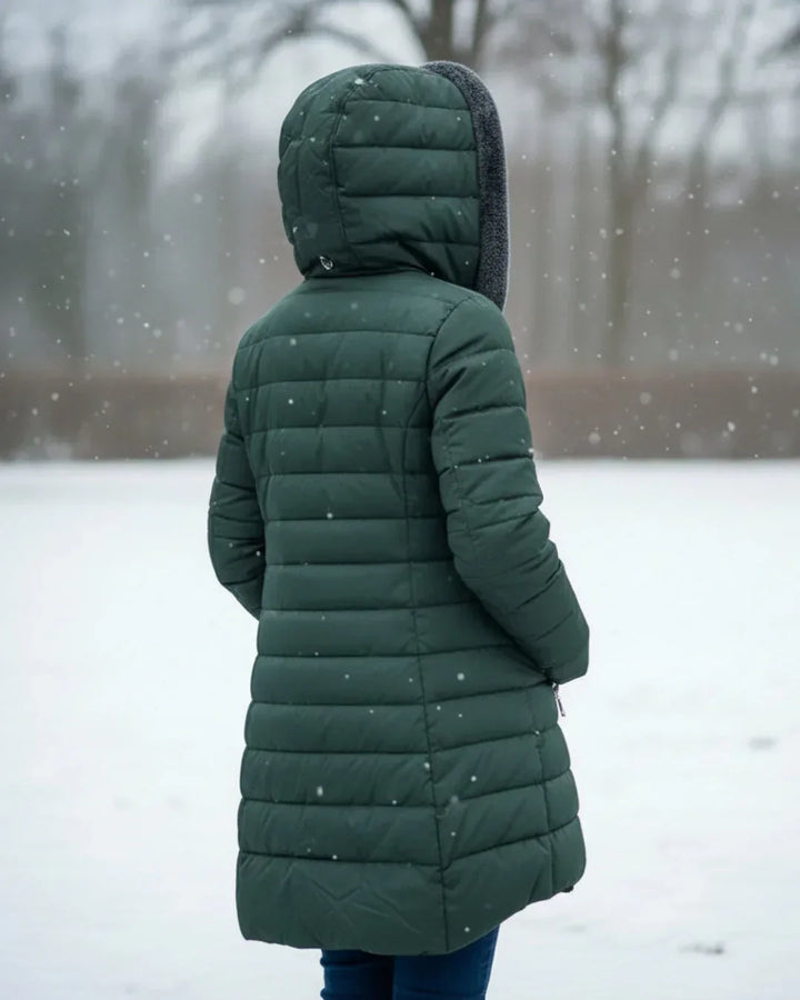 Women's Jacket | Quilted Long with Hood and Insulation