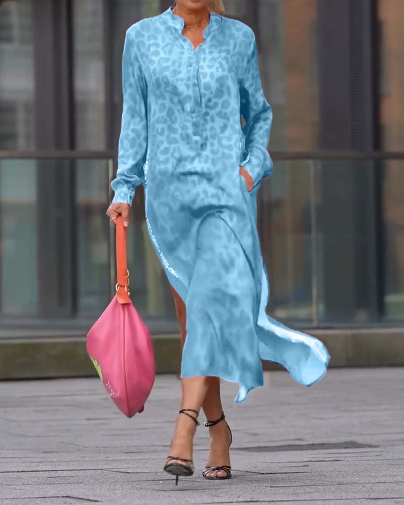 Keyla | Fashionable Dress with Leopard Print and Slit