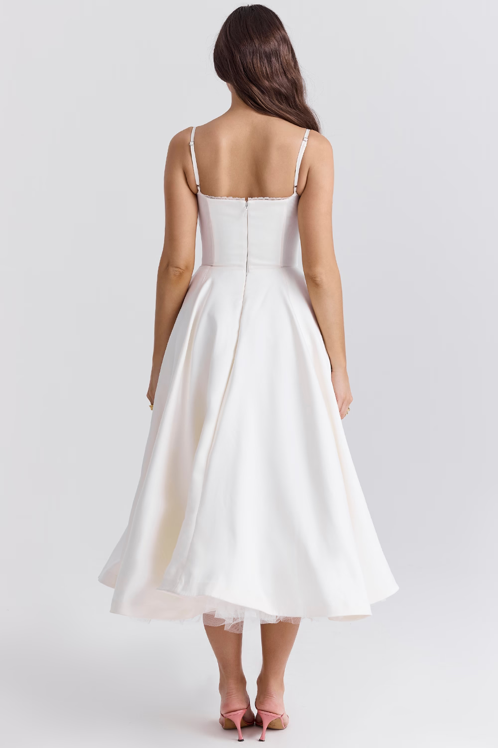 Women’s Elegant Spaghetti Strap A-Line Midi Dress