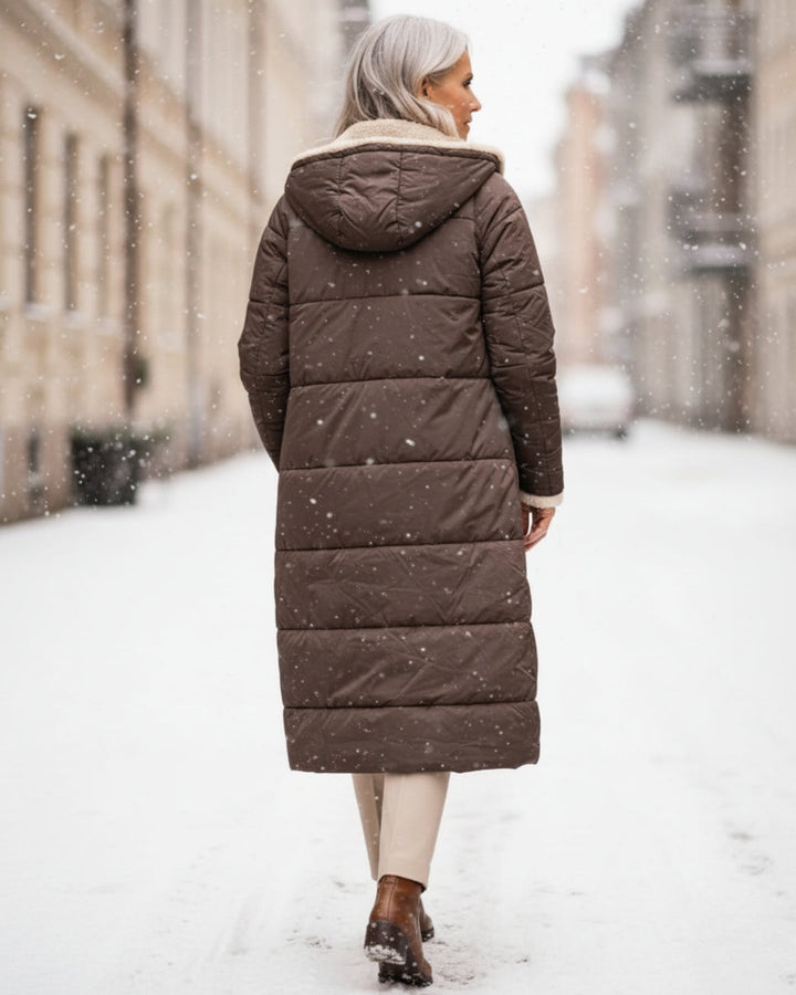 Women's Jacket | Long Quilted with Shearling and Collar