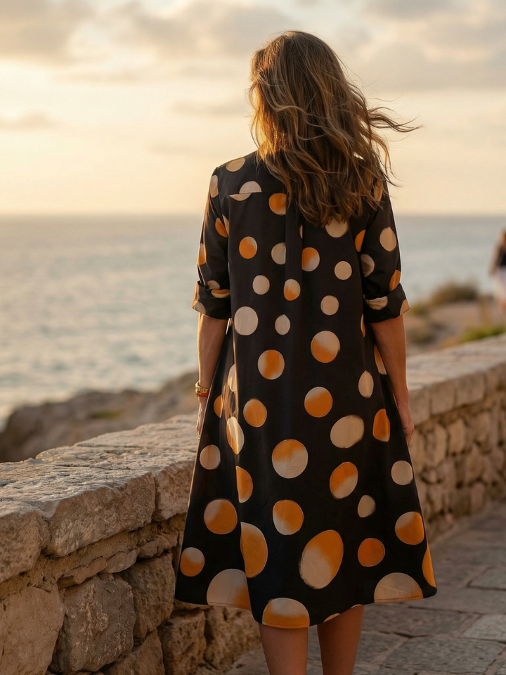 Roselle | Warm Polka Dot Dress