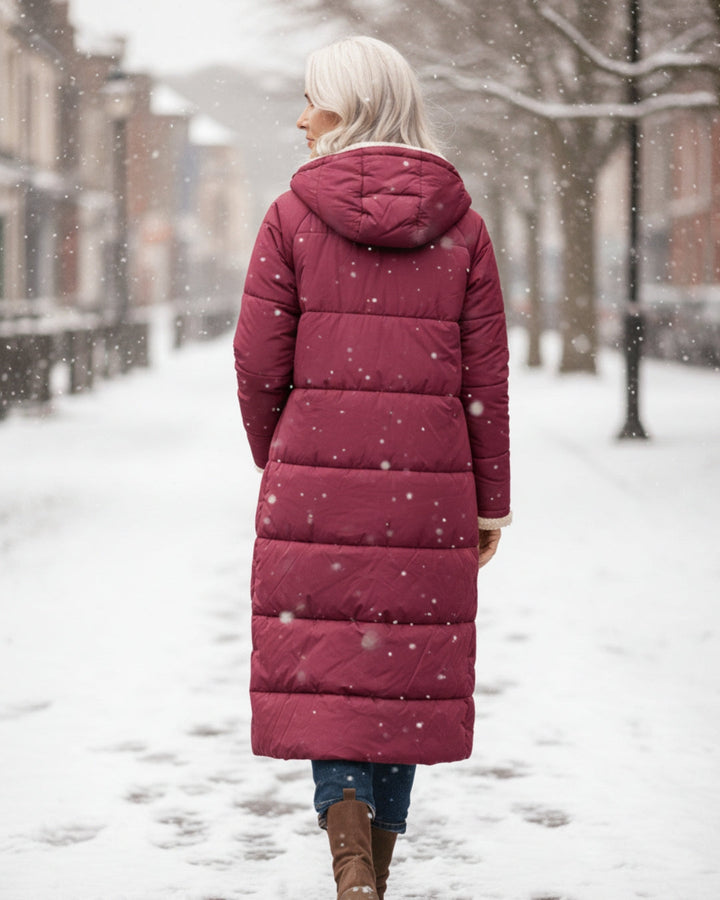Women's Jacket | Long Quilted with Shearling and Collar