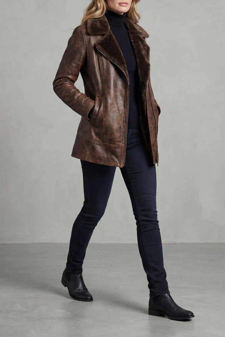 Women's jacket with a soft collar finish