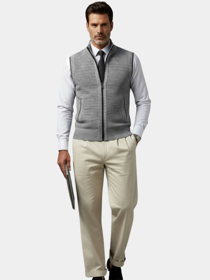 Men's Sweaters | Zip-Up Sweater Vest with Collar