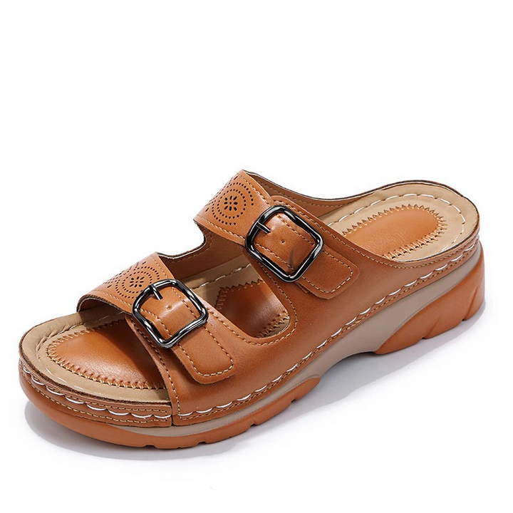 Women’s Comfortable Double Buckle Slide Sandals