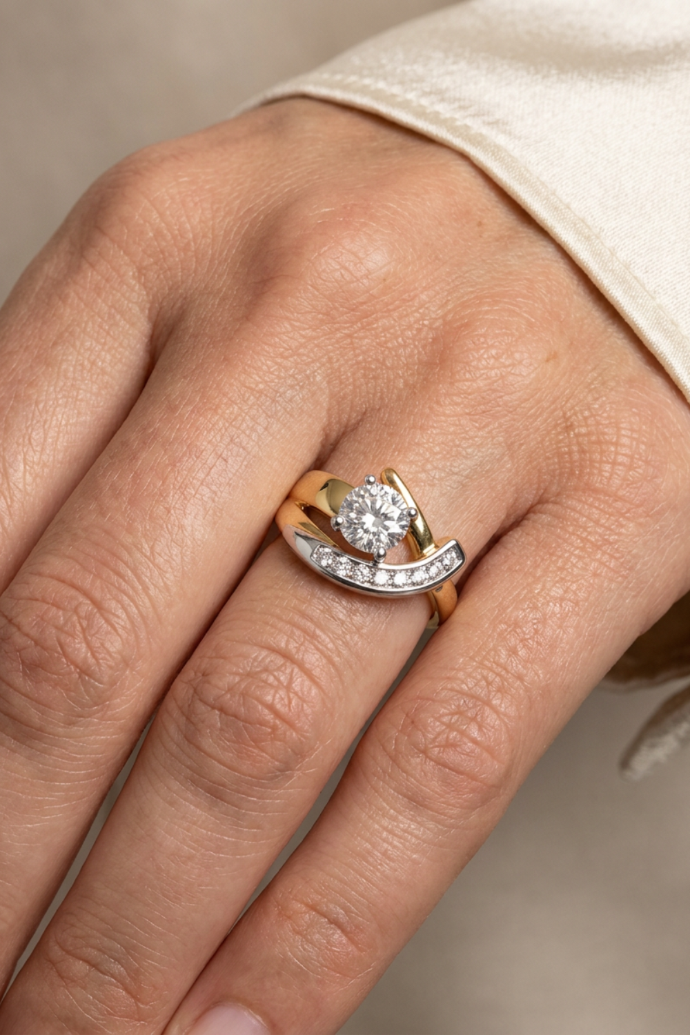 Marceline™ | Irregular Gold, Silver Zirconia Ring