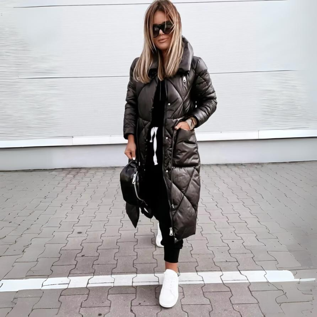 Women's Jacket | Quilted Long with High Collar