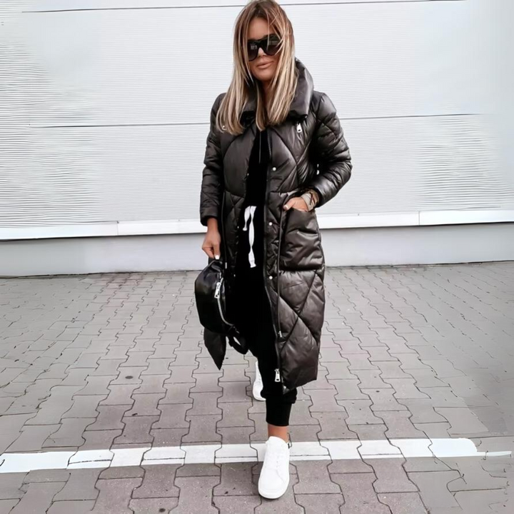 Women's Jacket | Quilted Long with High Collar