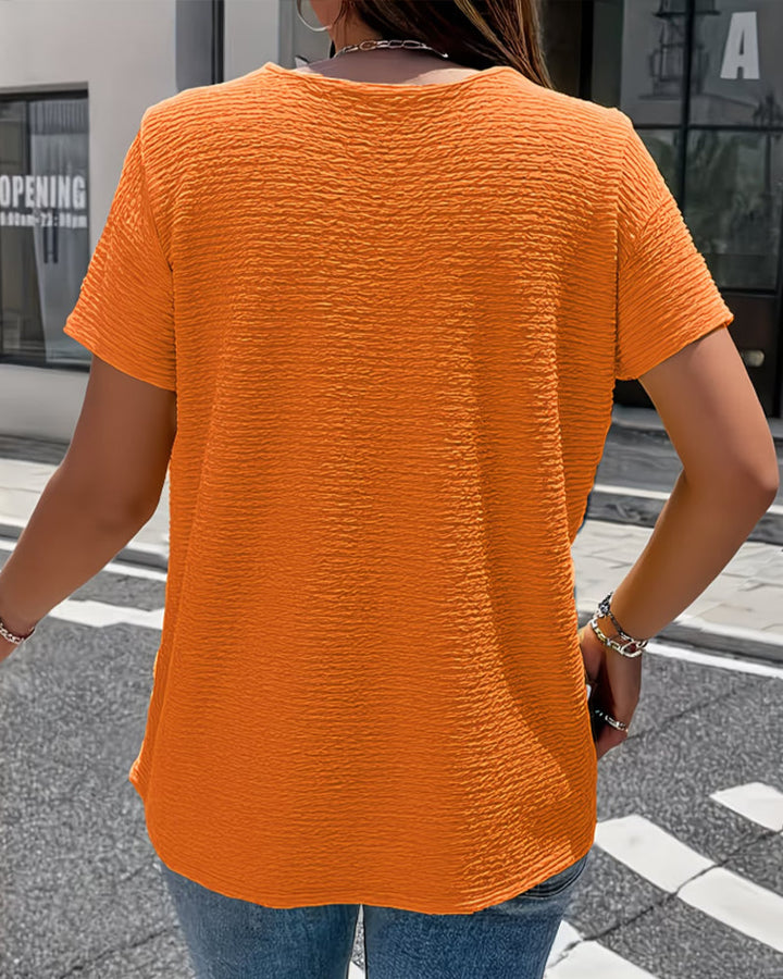 T-shirt Peter Pan Collar Three Buttons
