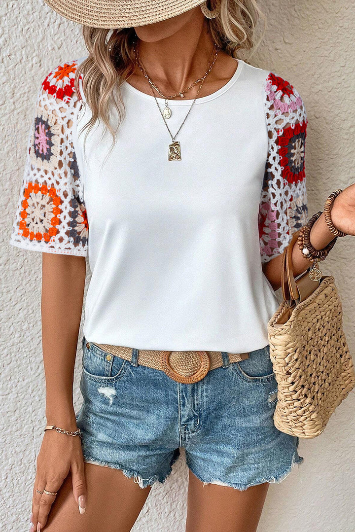 Meribeth | Crochet Top with Floral Pattern