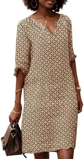 Women’s V-Neck Relaxed Fit Knee-Length Dress
