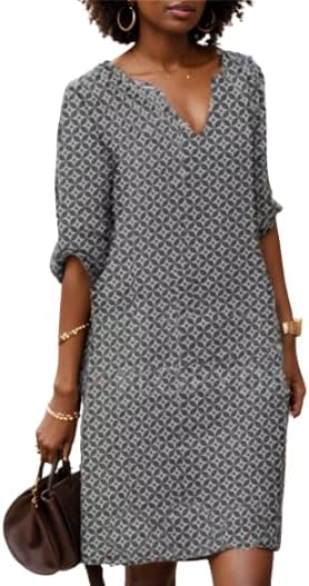 Women’s V-Neck Relaxed Fit Knee-Length Dress