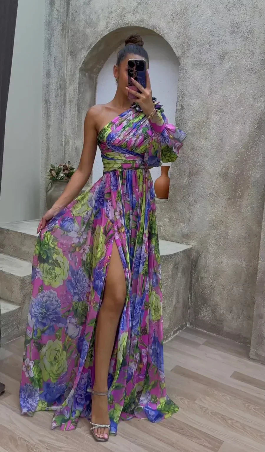 Whitney | Chic Flowing One-Shoulder Dress for Summer Occasions