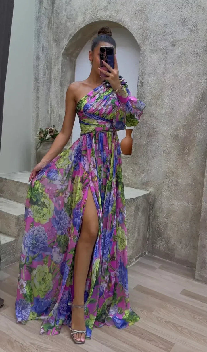 Whitney | Chic Flowing One-Shoulder Dress for Summer Occasions