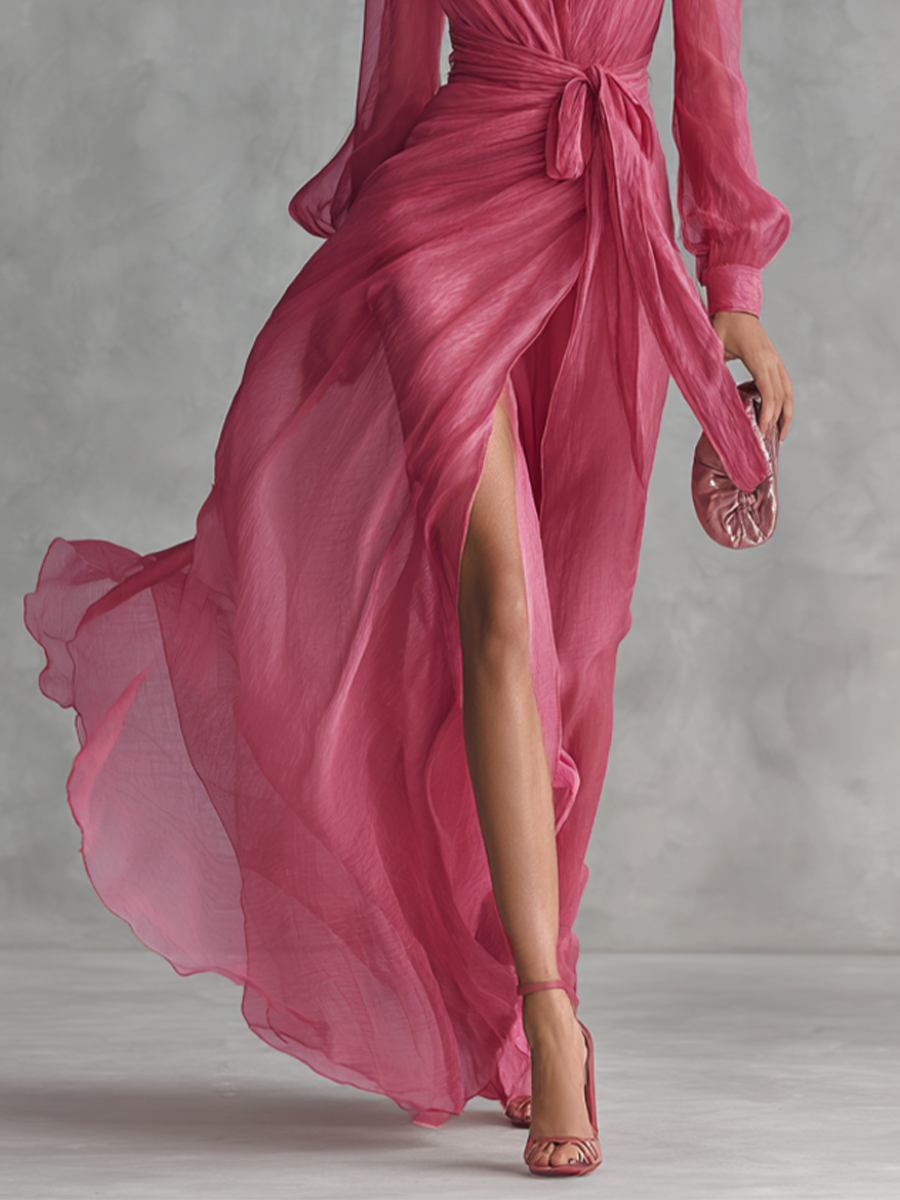 Sophia™ | Pink Pearl Chiffon Maxi Dress