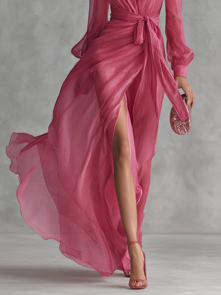 Sophia™ | Pink Pearl Chiffon Maxi Dress
