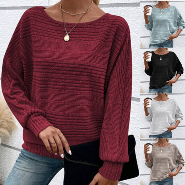 Yarisa | Striped Long Sleeve Shirt with Round Neck