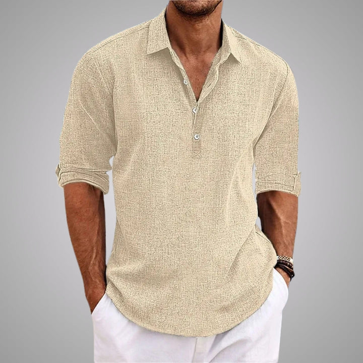 Men's Casual Linen Henley Shirt