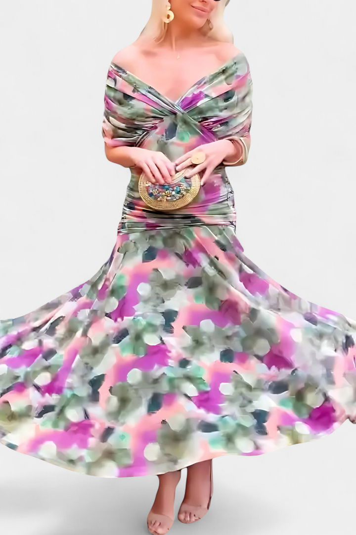 Women's Wrap Dress | with V Neckline and Gathering
