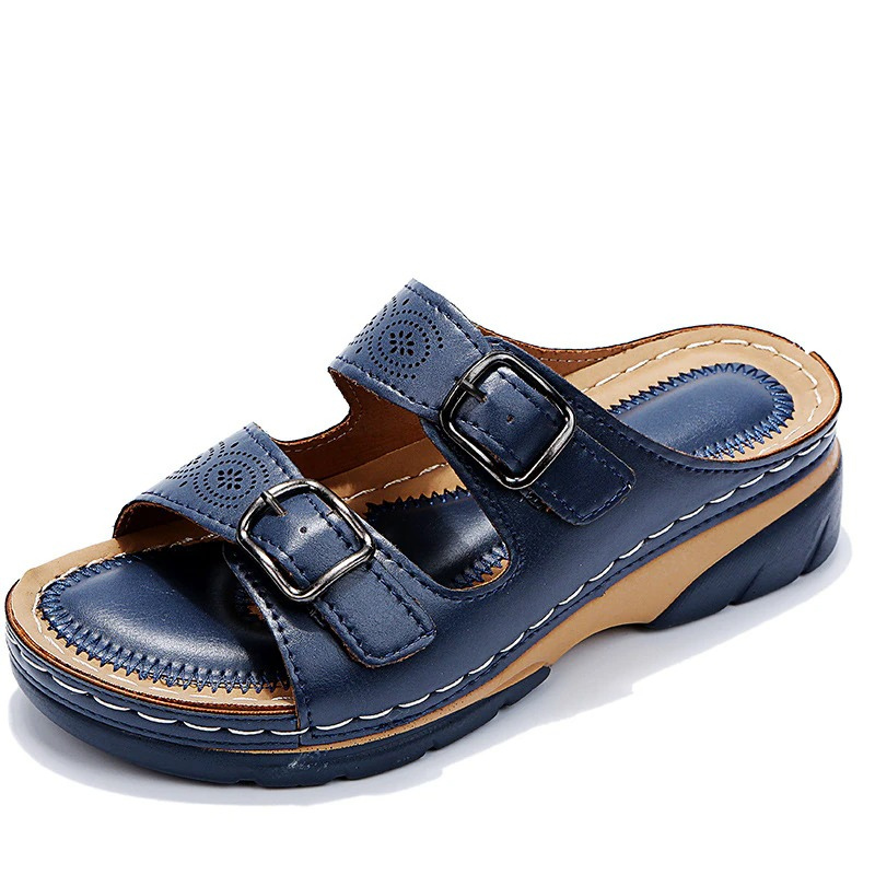 Women’s Comfortable Double Buckle Slide Sandals